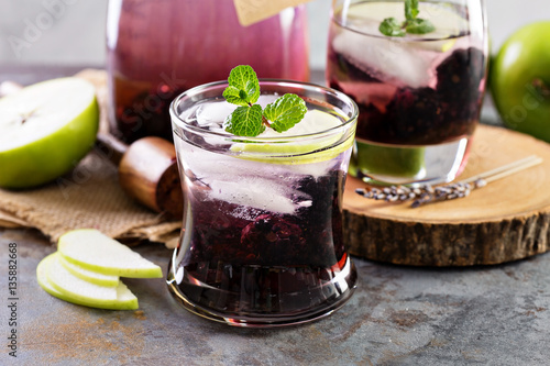Refreshing cocktail with blackberry and lavender