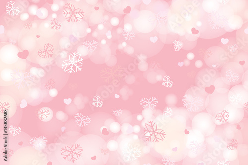 Vector of valentine snowflakes on pink background. photo