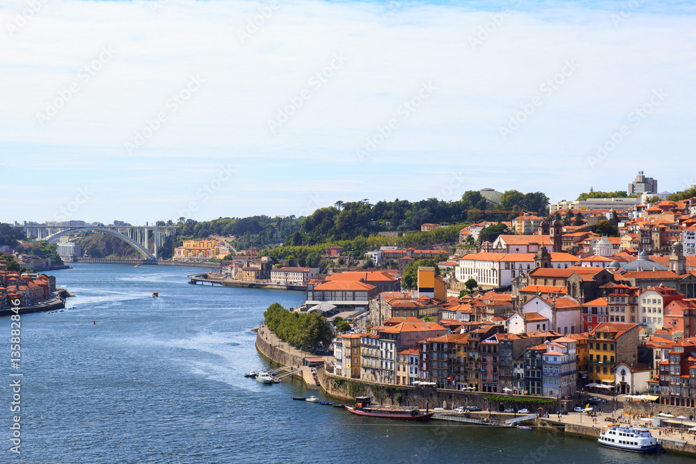Panorama of the Douro river and Porto Skyline. Porto, Portugal