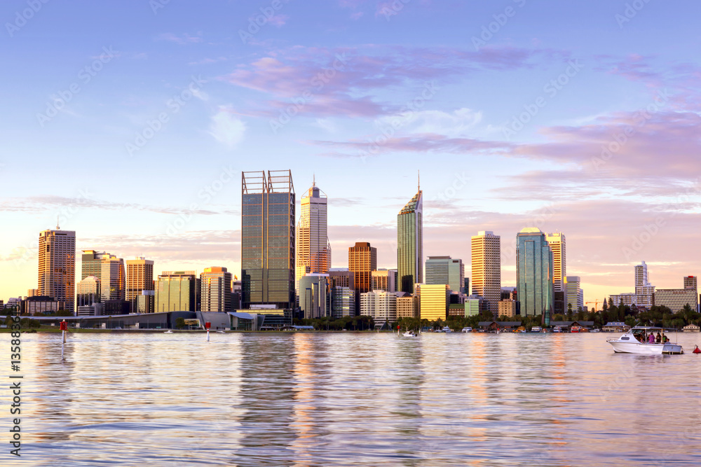 Perth Western Australia skyline at Sunset