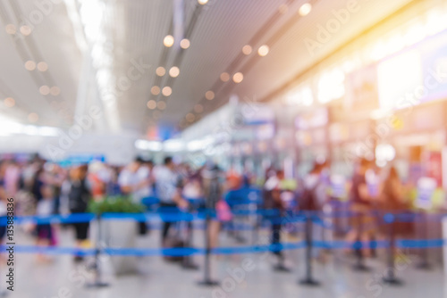 blurred of Traveler Check in at airport terminal