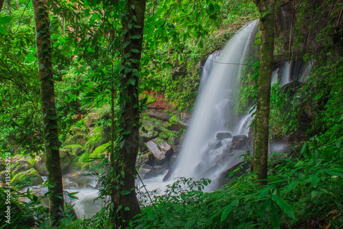 beautiful waterfall in rainforest at phu tub berk mountain phet