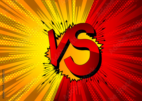 Vector decorative background with versus letters in pop art style.