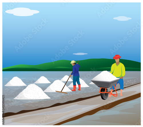 agriculturist work in saline field vector design