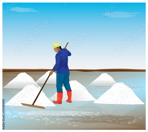 agriculturist work in saline field vector design