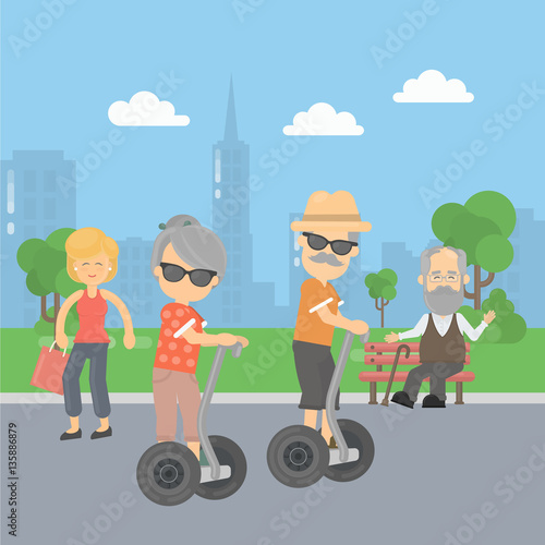 Old couple on segway.