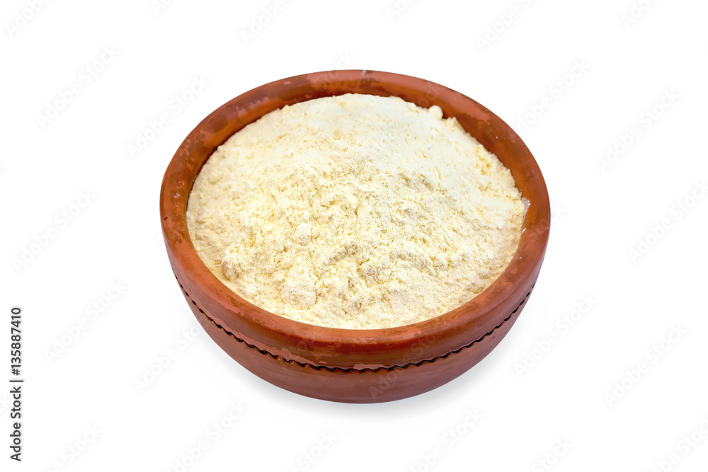 Flour chickpea or corn in bowl Flour chickpea or corn in bowl