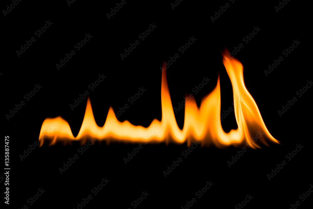 Fire flames. Black background. Fire flames. Black background.