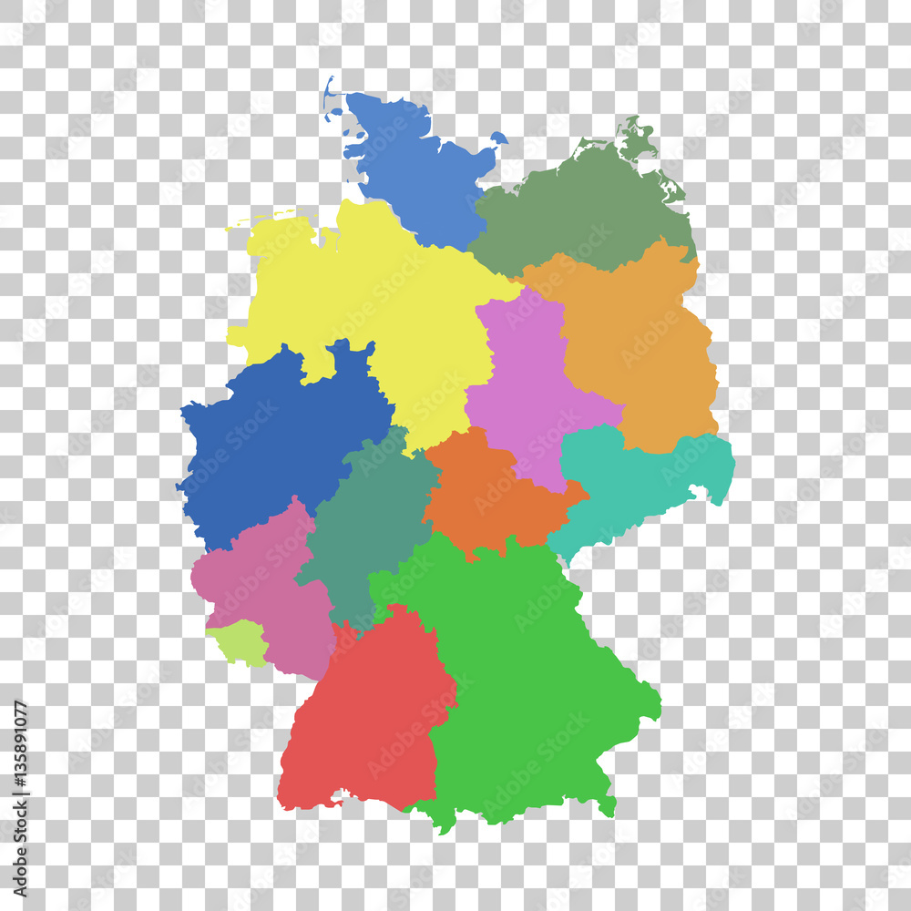 Germany map with federal states. Flat vector