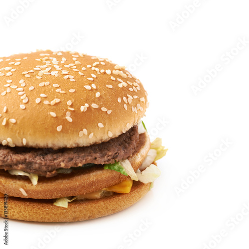 Meat and cheese burger isolated