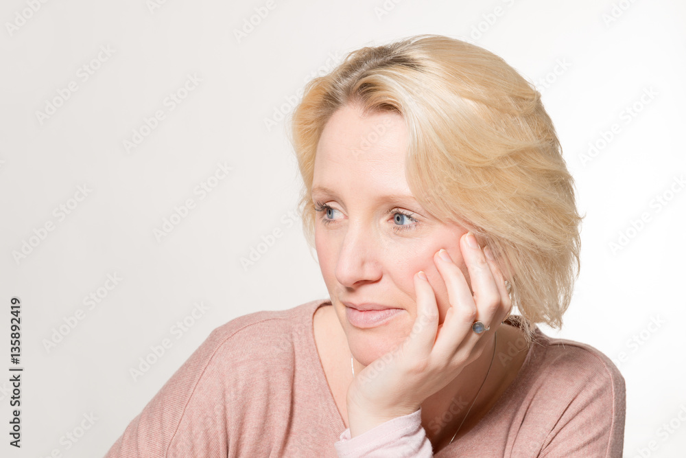 Lady Looking Away with Chin Resting on Hand Lady Looking Away with Chin Resting on Hand