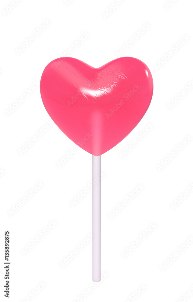 Pink lollipop in the shape of heart