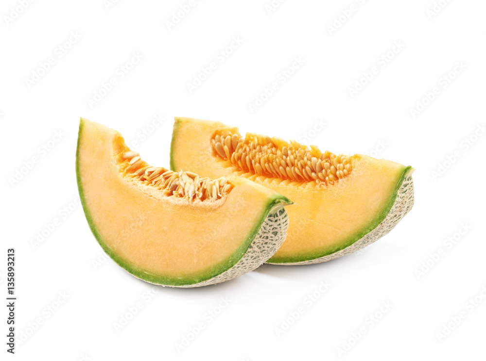 Couple melon slices isolated Couple melon slices isolated