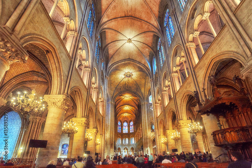 Interior of one of the oldest Cathedrals in Europe- Notre Dame d