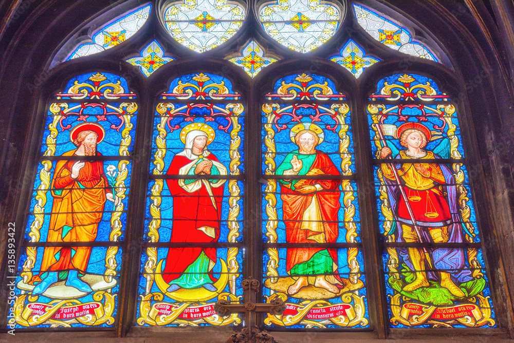  Stained glass inside Saint-Germain l'Auxerrois Church, near Lou