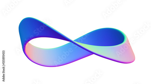 colorful mobius strip (3d illustration isolated on white background) photo