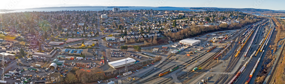 Everett Washington Aerial Cityscape