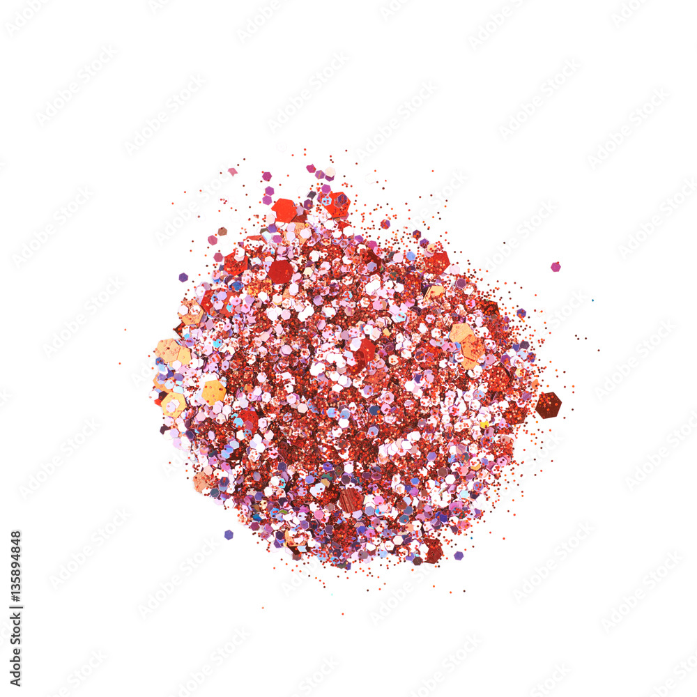 Pile of colorful sequins isolated