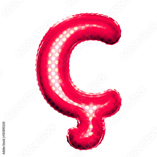 Balloon letter C cedilla 3D golden foil realistic alphabet photo