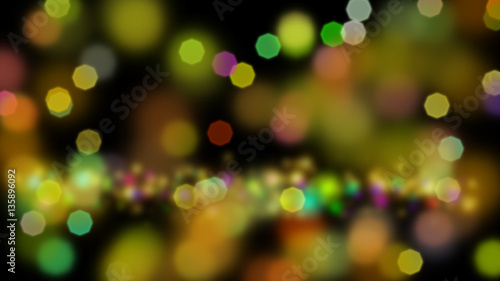 colorful octagon bokeh effect with black background