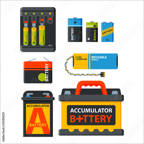 Battery energy electricity tool vector illustration.