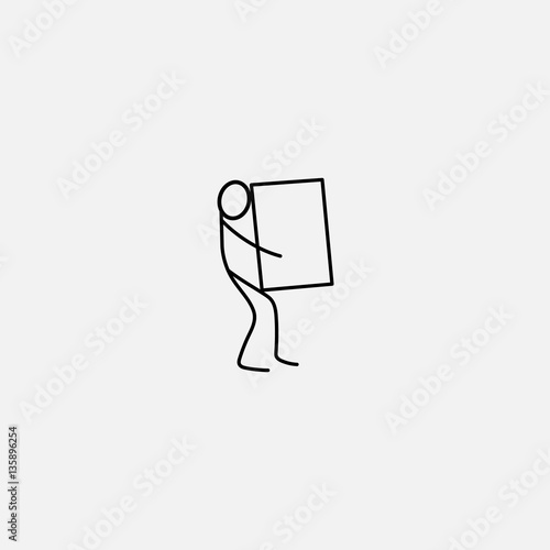Cartoon icon of sketch stick figure in cute miniature scenes.