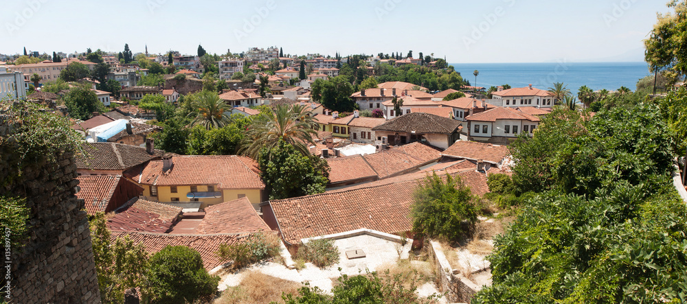 Panoramic views of the roofs old town Antalya.