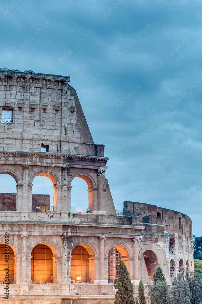 The Colosseum, or the Coliseum, originally the Amphitheatrum Flavium, an elliptical amphitheatre in Rome, Italy
