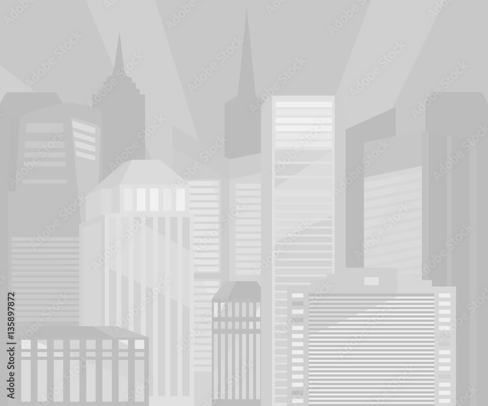 City buildings monochrome vector illustration