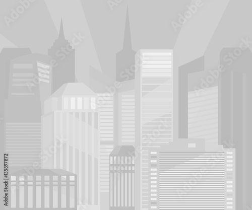 City buildings monochrome vector illustration