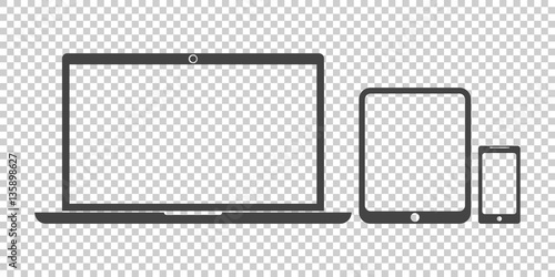 Laptop, tablet, phone icon vector flat