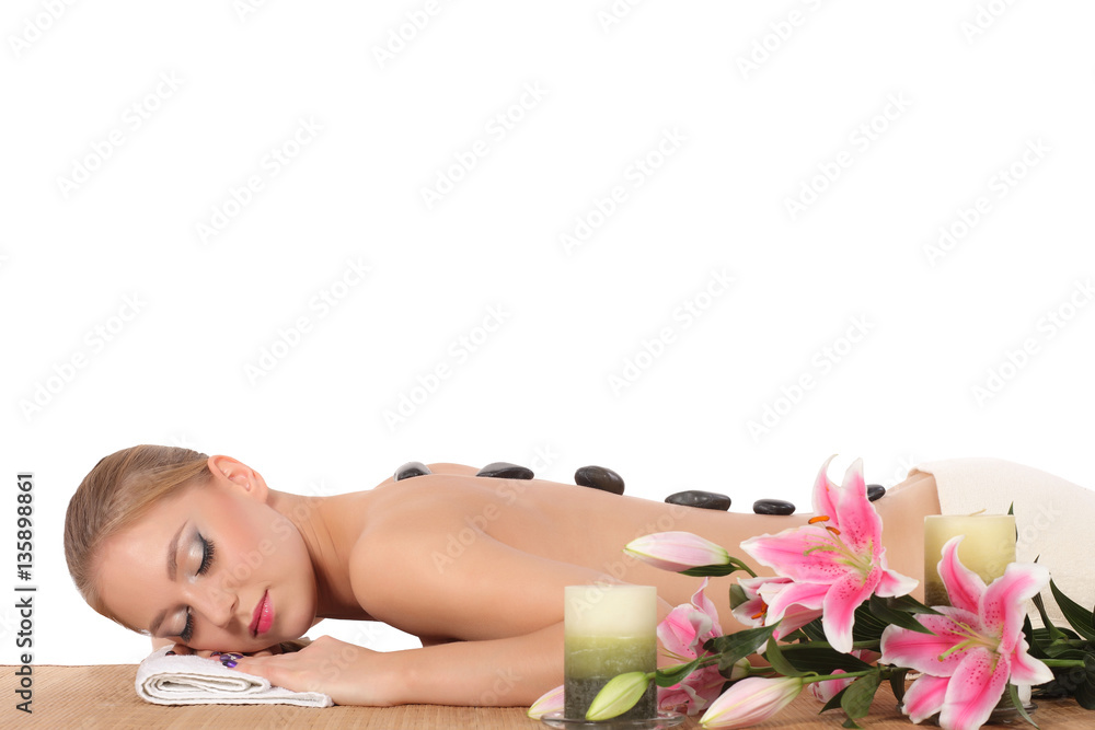Beautiful Woman Getting Spa Massage in Spa Salon Beautiful Woman Getting Spa Massage in Spa Salon