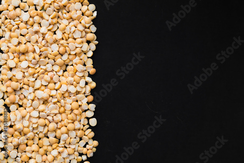 Dry peas on a black background