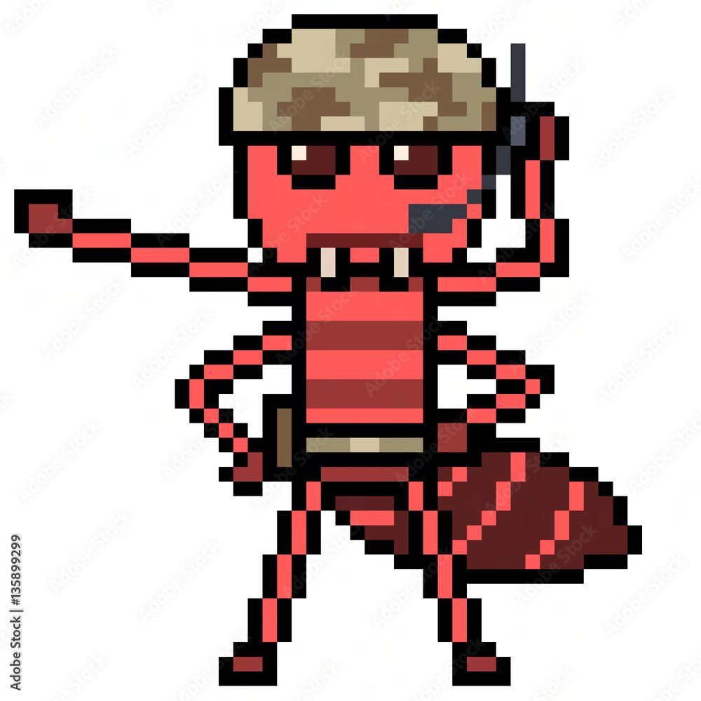 Fototapeta premium pixel art ant leader