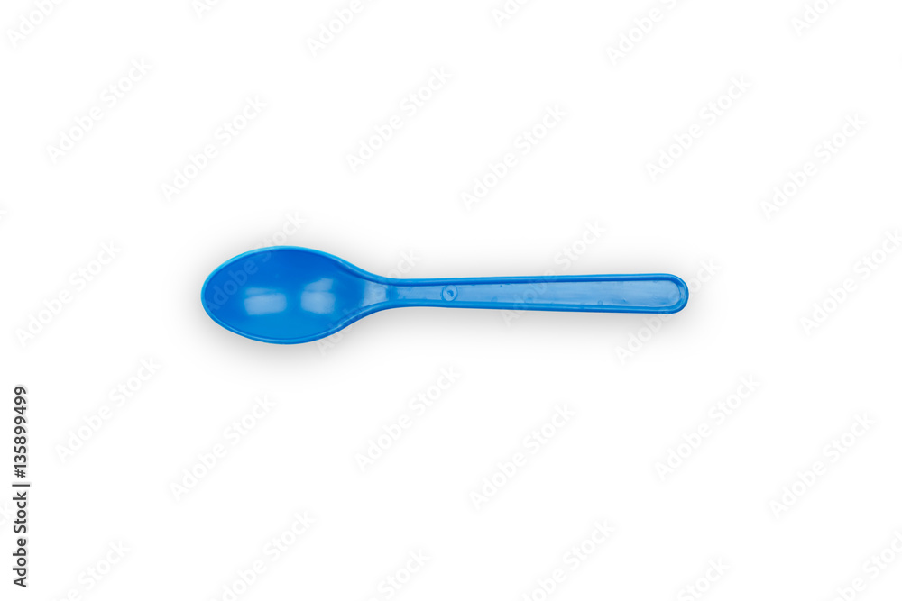 Blue plastic spoon isolated on white background Blue plastic spoon isolated on white background