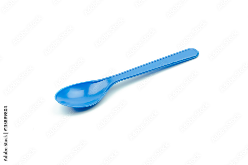 Blue plastic spoon isolated on white background Blue plastic spoon isolated on white background