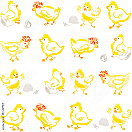 easter chick hatching pattern isolated