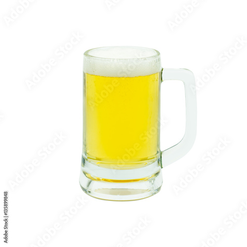 Mug with beer isolated on white background