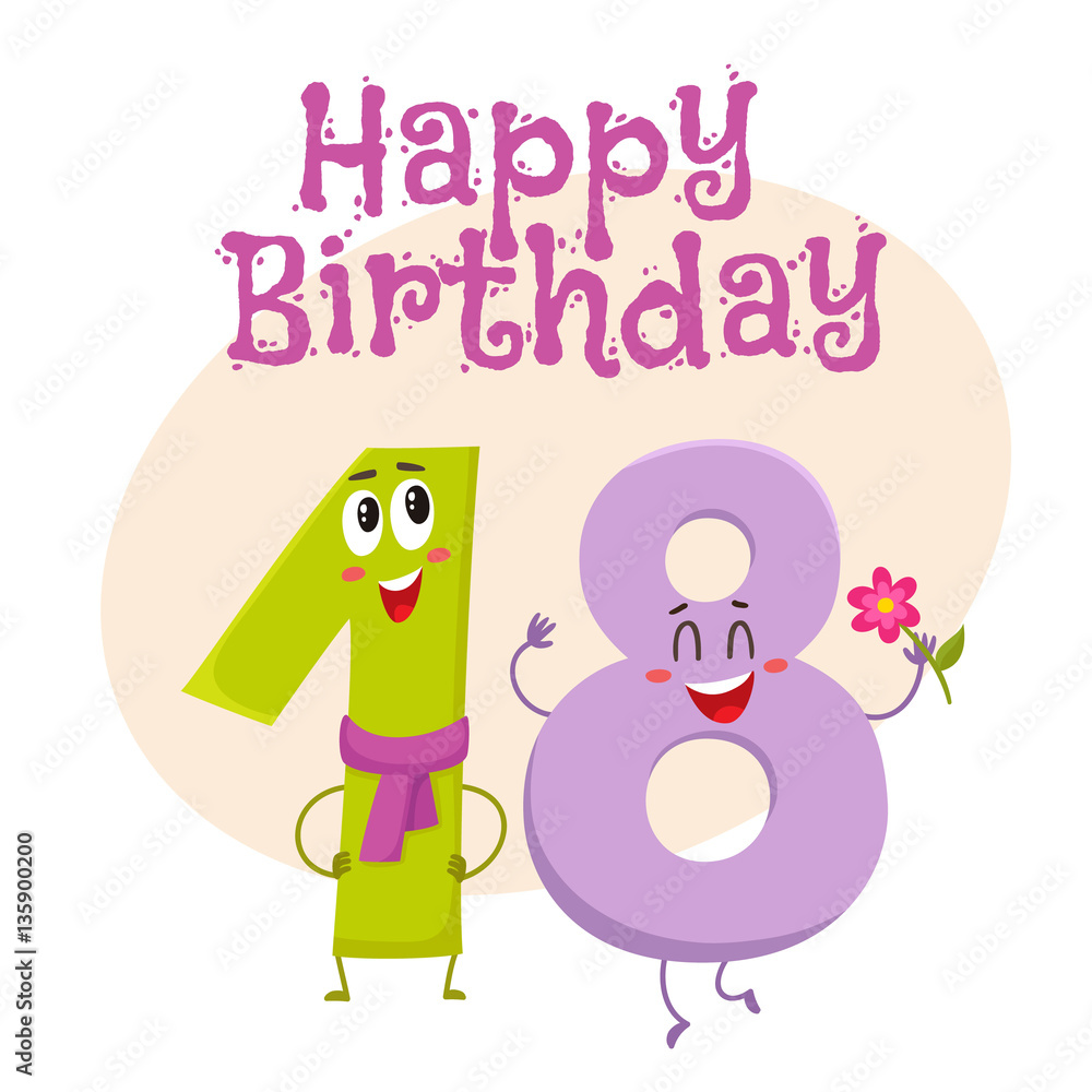 Happy birthday vector greeting card, poster, banner design with cute ...