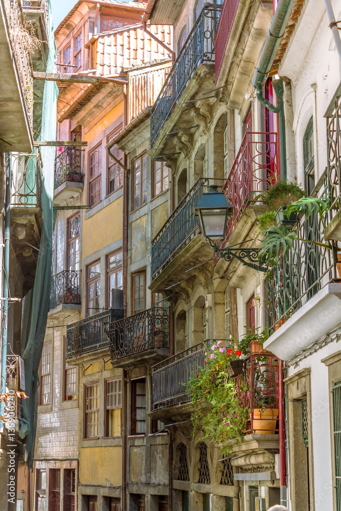 Picturesque houses with balconies in Porto
