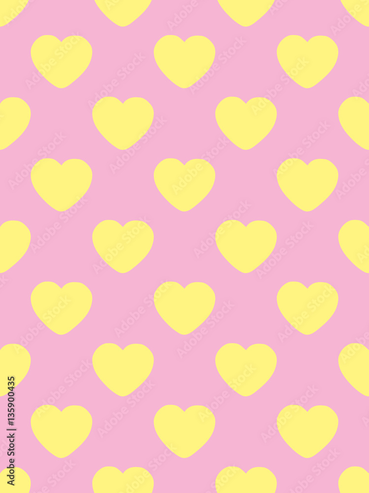 Yellow hearts on a pink background. The theme of Valentines day Vector illustration