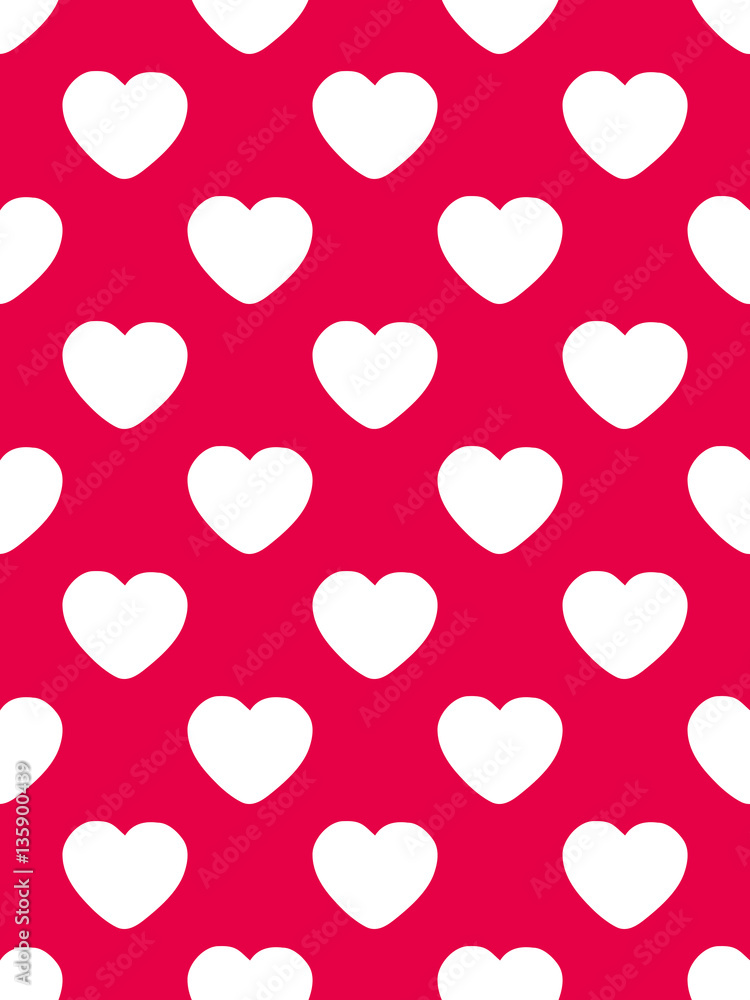 White hearts on a pink-red background. The theme of Valentines day Vector illustration
