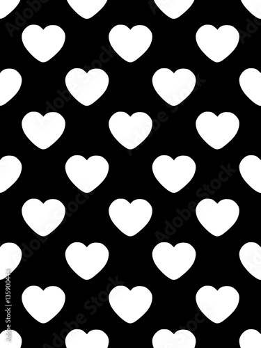 White hearts on a black background. The theme of Valentines day Vector illustration