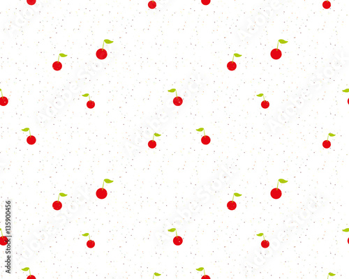 Background with cherries and colored chips Wallpaper White color Vector seamless pattern