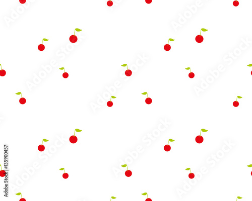 Background with cherries Wallpaper White color Vector seamless pattern