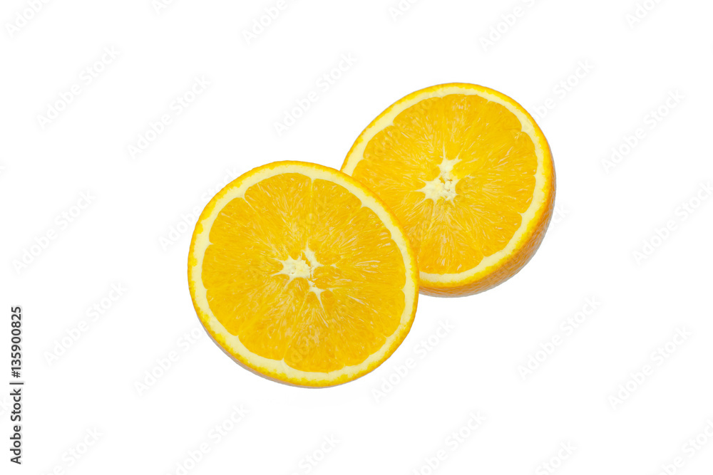 navel oranges on white background