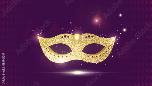 Golden Carnival Mask, Masquerade, Mardi Gras. Vector luxury illustration