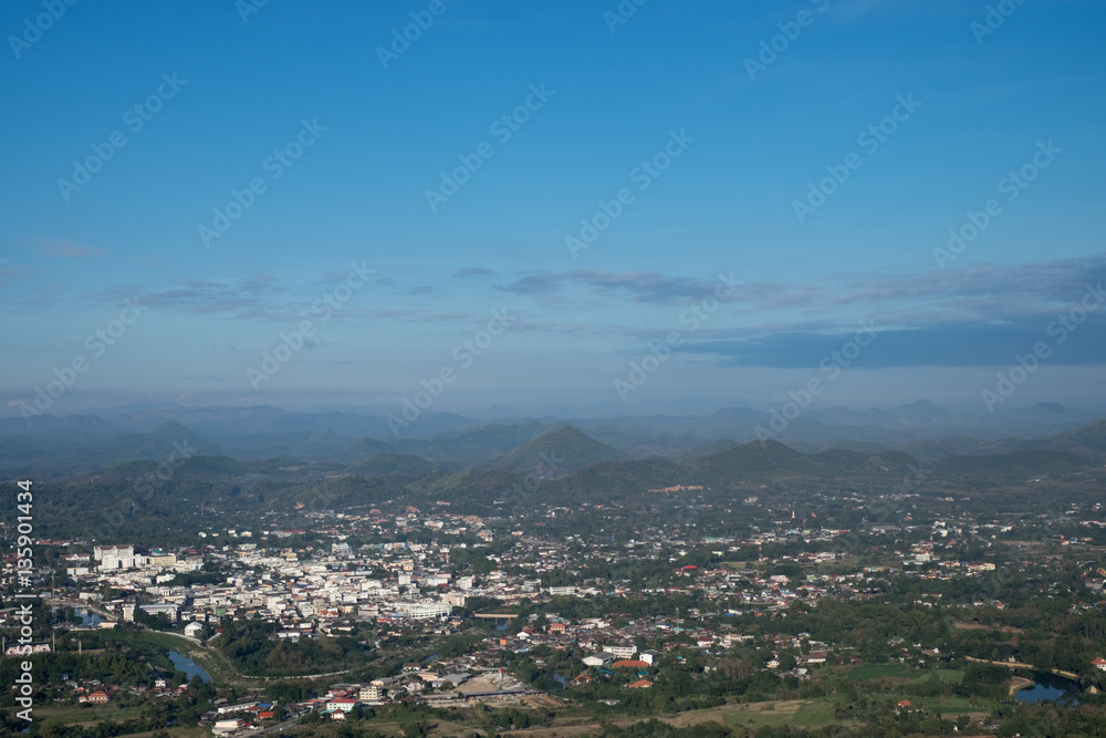 Cityscape from top mountain at Phu Bo Bit, Loei, Thailand