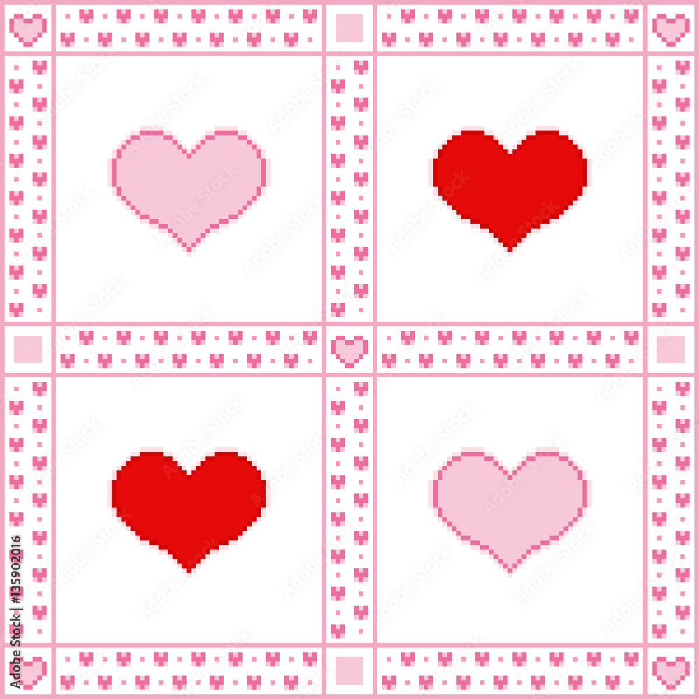 Embroidery background with hearts for Valentine's Day greetings