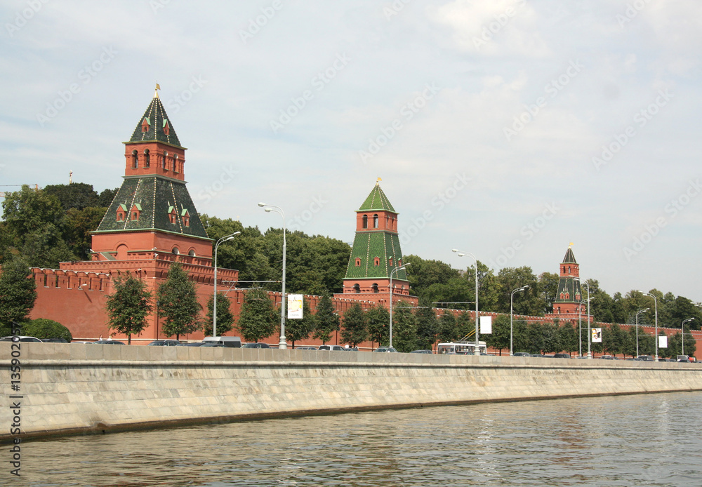 Moscow Kremlin walls and Moscow river